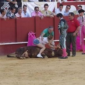 Espanha: ativista pula dentro de arena para consolar um touro que estava morrendo