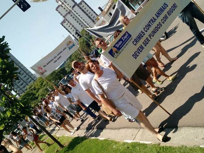 Grupo faz manifestação contra rodeios e vaquejadas em Jundiaí, SP
