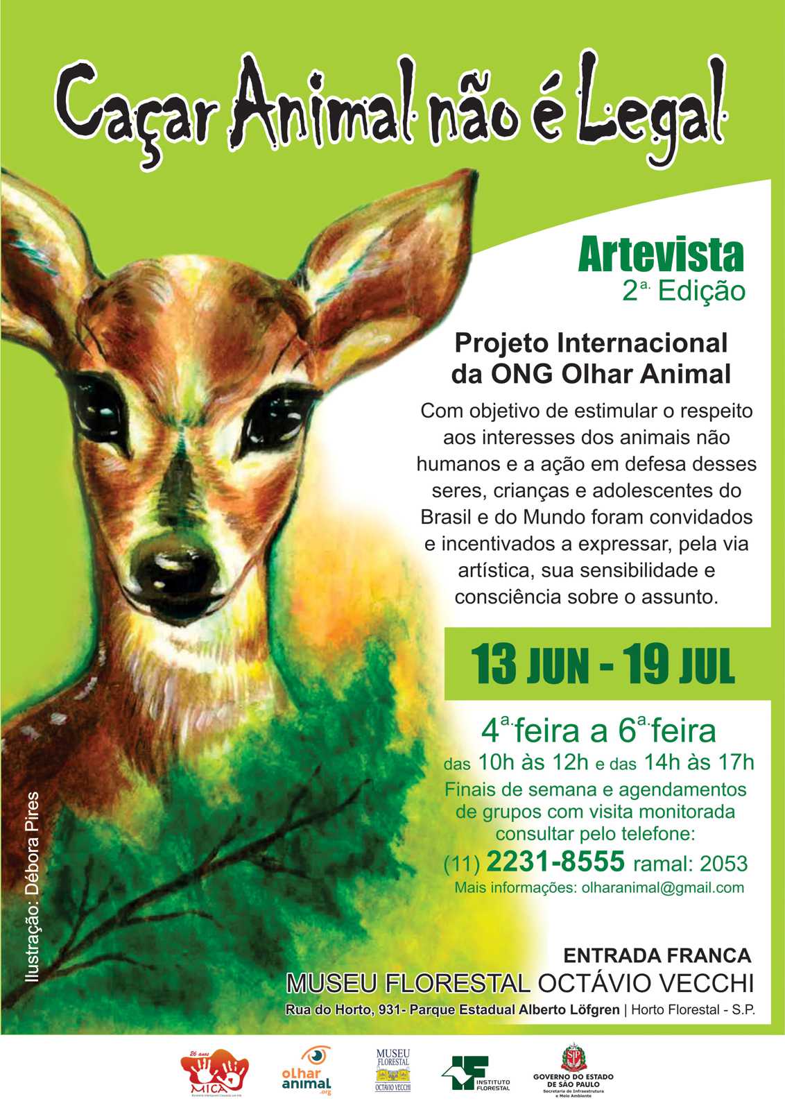 Museu Florestal de SP abre mostra ‘Caçar animal não é legal’, com desenhos finalistas do projeto internacional Artevista