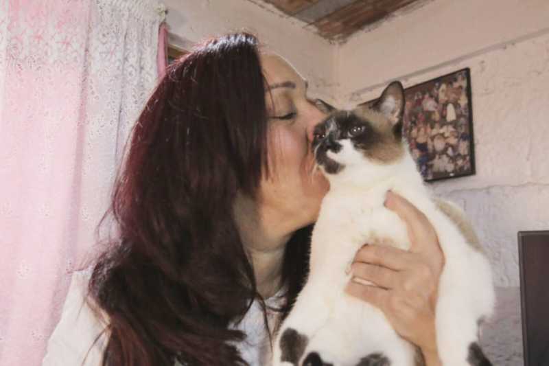 Simone com a gatinha Denise - Crédito: Alessandra Petraglia/Catraca Livre