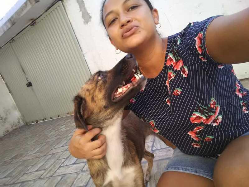 A cabeleireira Rayrana Gomes viu uma das postagens contando a história da cadelinha e decidiu adotá-la — Foto: Arquivo Pessoal/Rayrana Gomes