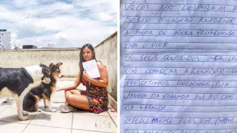 Moradora recebe carta com ameaça a cães em Belo Horizonte (MG): ‘preparem-se para o pior’