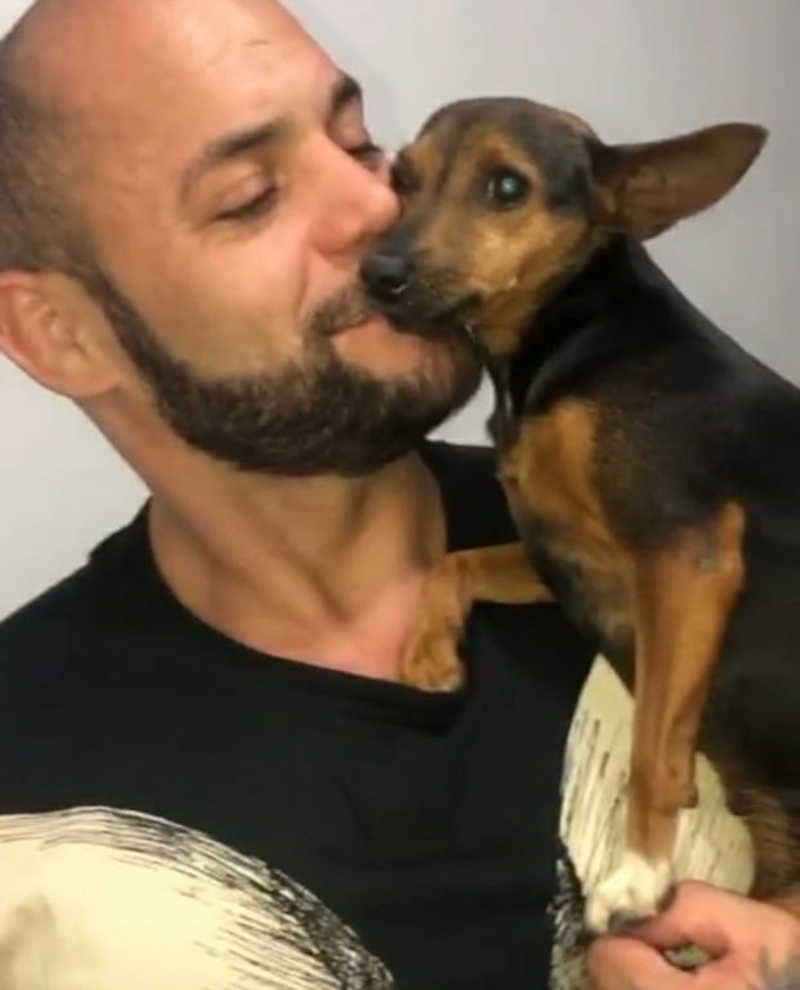 Influencer Marcio Belota divulgou vídeo com a cadela após resgate — Foto: Reprodução/Rede Social