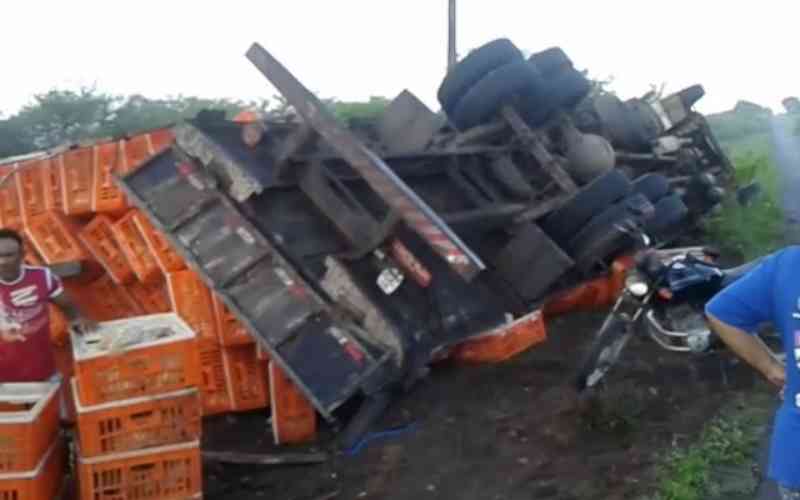 Caminhão carregado de frangos tomba em rodovia do RN e parte dos animais morre