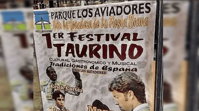 Cartaz que anunciava o festival de touradas.