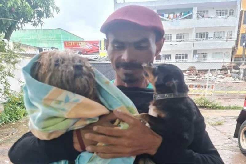 Morador de prédio que desabou em Taguatinga Sul (DF) entra em área isolada e resgata animais