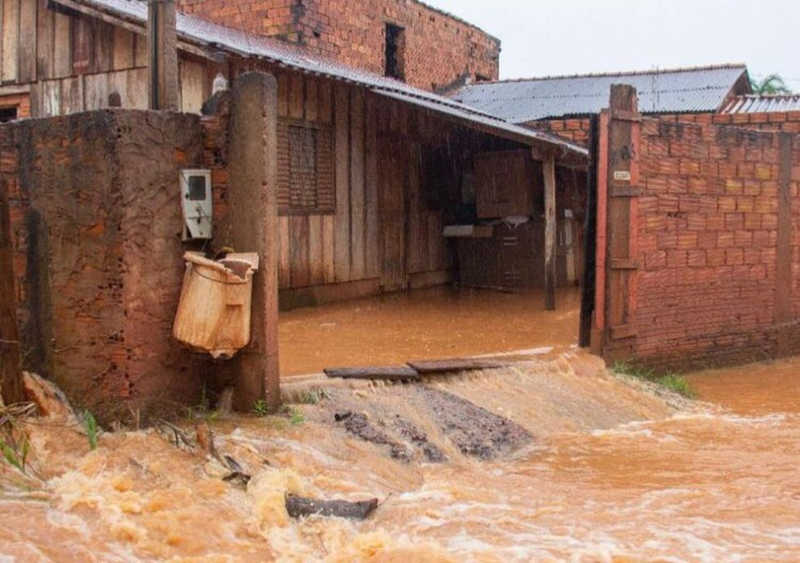 Casa inundada em Cacoal (RO) após cheia de rios — Foto: Prefeitura de Cacoal/Reprodução
