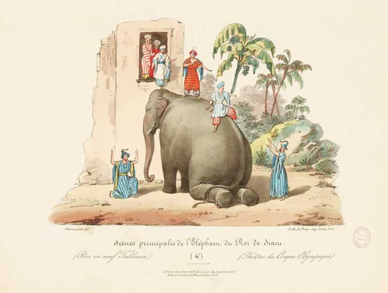 Uma das cenas da peça "O Rei do Elefante do Sião". © Musée Carnavalet / Ville De Paris