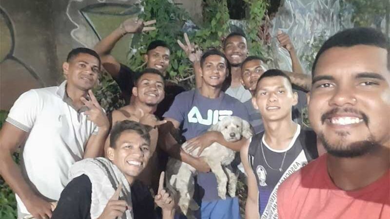 Equipe do Tiradentes resgata cachorro após quase cinco horas de tentativa (Foto: Mathheus Santos/Tiradentes)