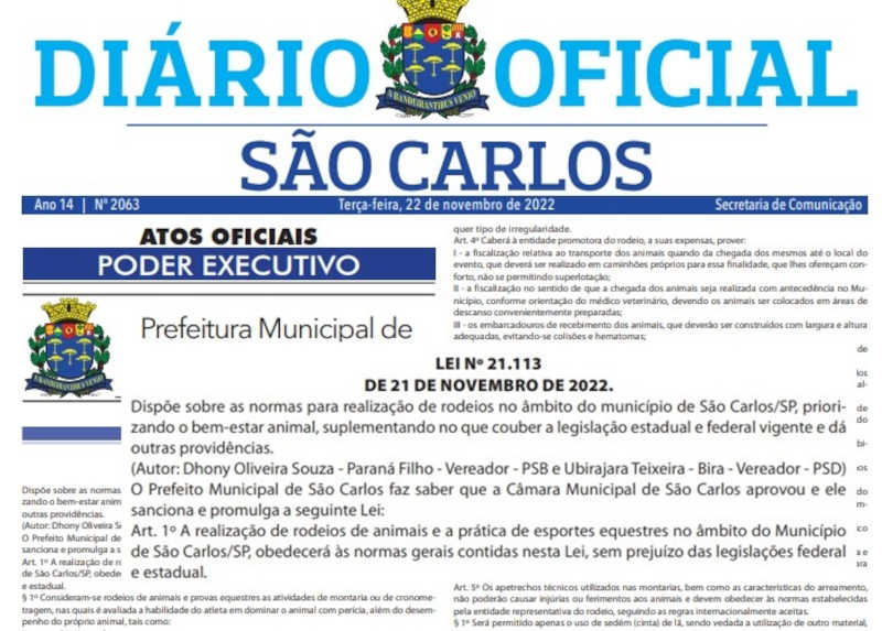 Mesmo com recomendação contrária do MP, prefeito Airton sanciona Lei dos Rodeios em São Carlos, SP