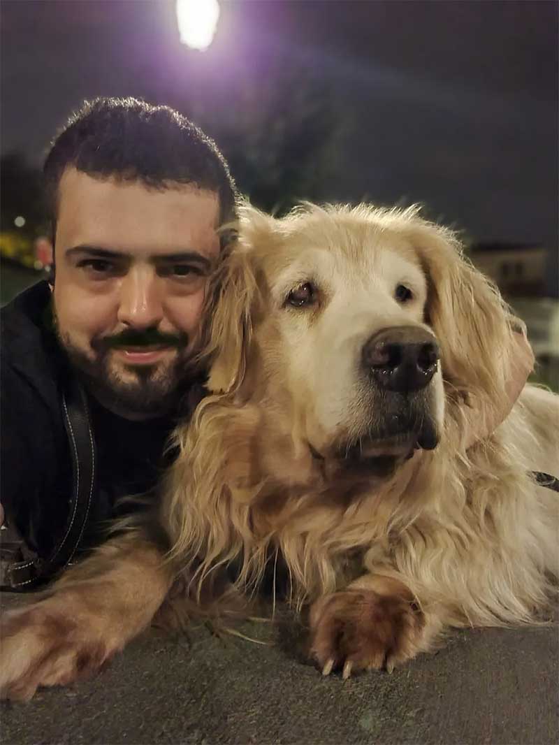 Rafael Capanema com seu cachorro de estimação Romeu — Foto: Arquivo Pessoal