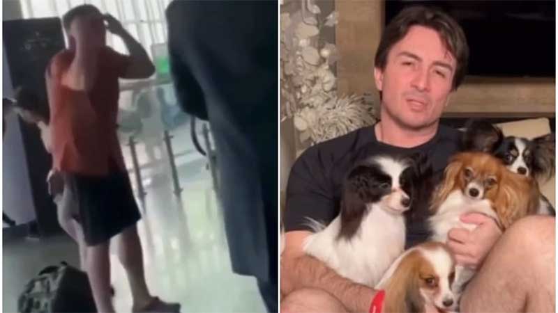 Brasileiro se desespera em aeroporto ao pensar que perdeu seus 4 cachorros em escala; veja vídeo