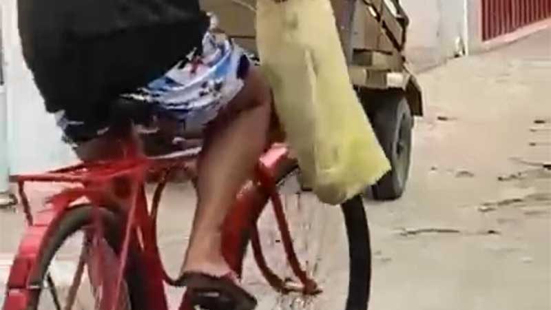 Homem é flagrado agredindo animal que carregava em sacola plástica, em Santo Antônio de Jesus, BA