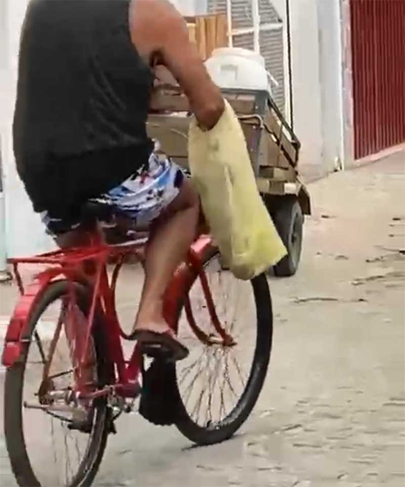 Homem é flagrado agredindo animal que carregava em sacola plástica, em Santo Antônio de Jesus, BA