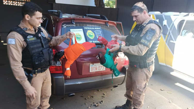 Patrulha Rural prende dois homens transportando galos de rinha em Ouro Verde do Oeste, PR