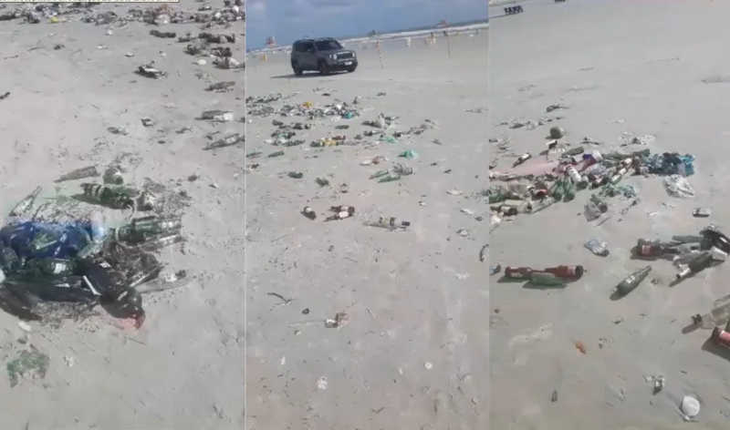 Praia onde tartarugas realizam desova em Salinas fica tomada por lixo no 3° fim de semana de julho, no PA