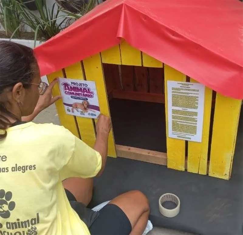 Projeto Cão Comunitário instala lar para animais no Jardim Mariléa, em Rio das Ostras, RJ