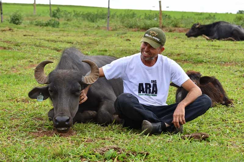 Alex Parente, presidente da ONG ARA, que atua no cuidado das búfalas de Brotas — Foto: Fabio Rodrigues/g1